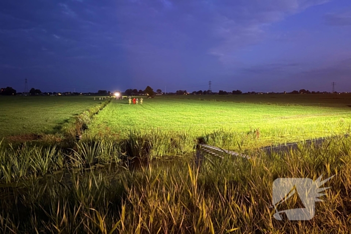 Reddingsactie door brandweer en boer