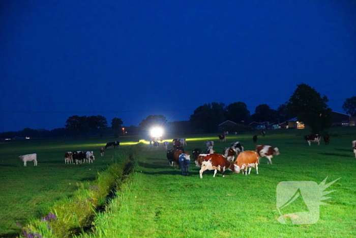Reddingsactie door brandweer en boer