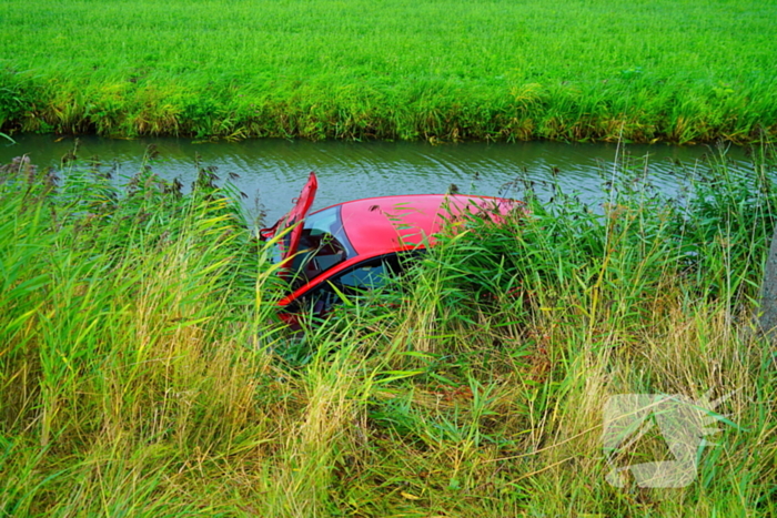 Verkeersongeval met auto in water