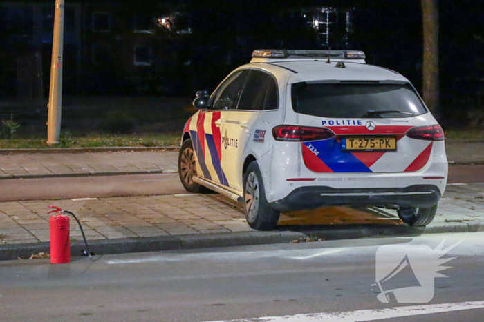 Brand in politieauto snel geblust