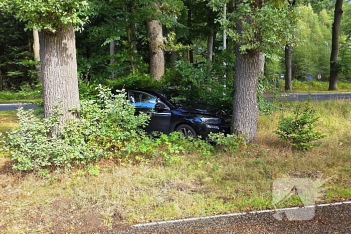 Ongeval les voertuig en personenauto twee voertuigen een eindigt tegen boom