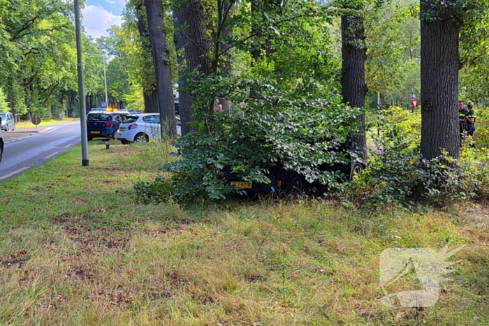 Ongeval les voertuig en personenauto twee voertuigen een eindigt tegen boom