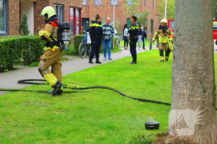 Rookontwikkeling door pan op het vuur