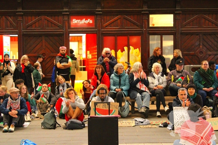 Pro-Palestijnse sit-in demonstratie op station