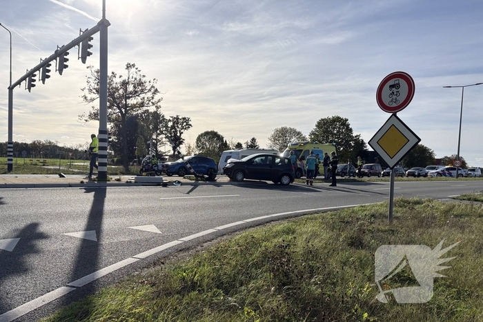 Automobilist rijdt verkeerslicht uit de grond
