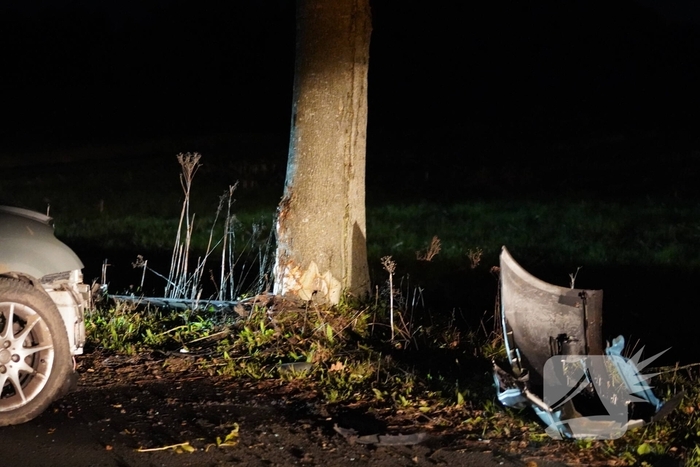 Auto botst tegen boom, bestuurder gewond