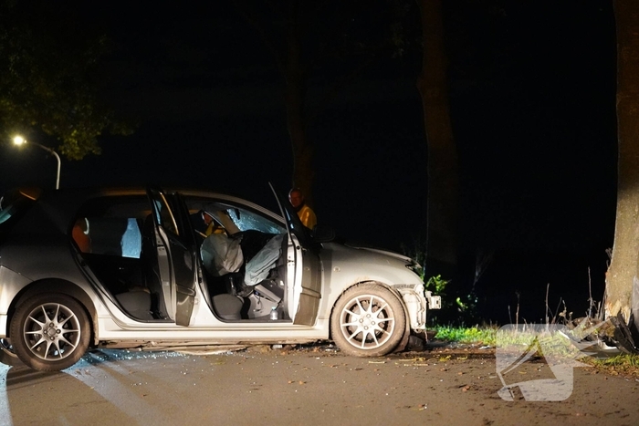 Auto botst tegen boom, bestuurder gewond