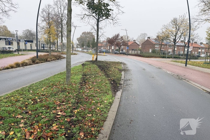 Auto crasht tegen boom via middenberm, schade fors