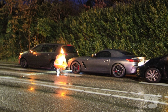 Kettingbotsing met vier voertuigen zonder gewonden