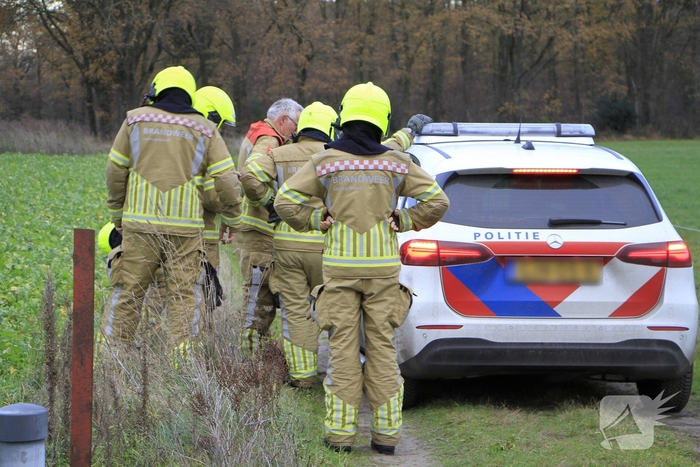 Brandweer en politie redden ree uit poel