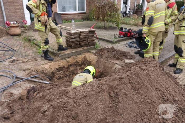 Gasleiding geraakt tijdens werkzaamheden