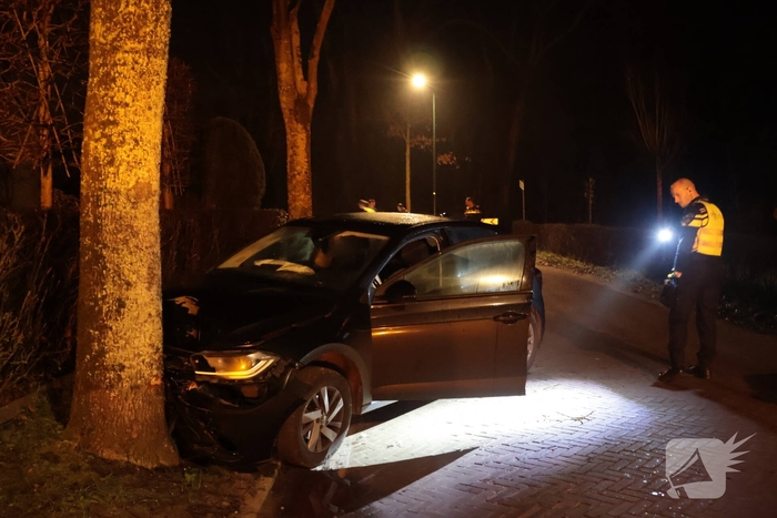 Auto botst tegen boom in de nacht