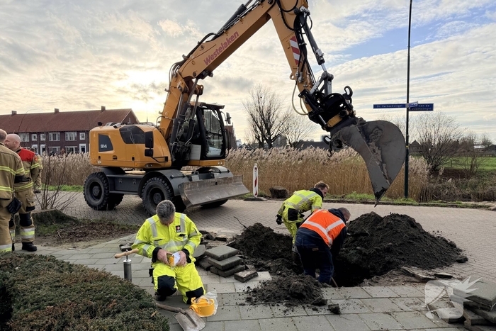 Gaslek na ongeval bij graafwerkzaamheden