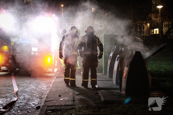 Containerbrand aangestoken met vuurwerk