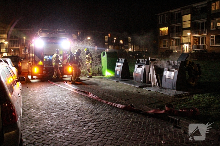Containerbrand aangestoken met vuurwerk