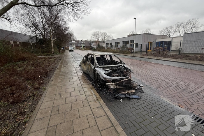 Geparkeerde personenauto in lichterlaaie