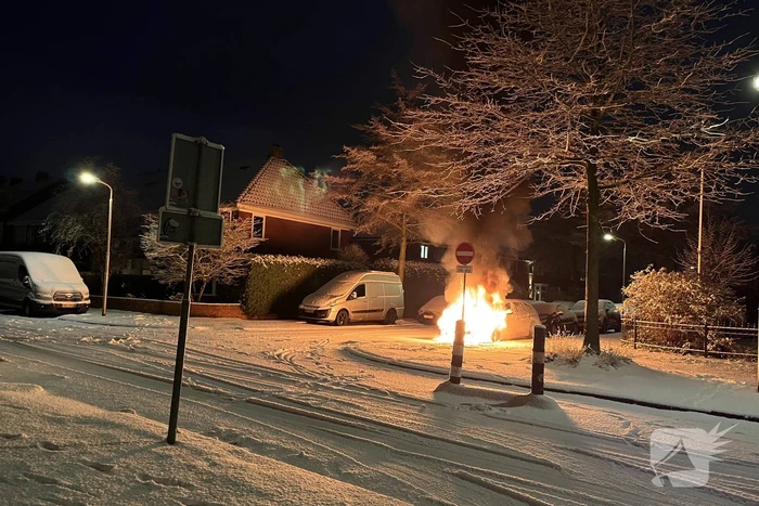 Geparkeerde auto gaat in vlammen op
