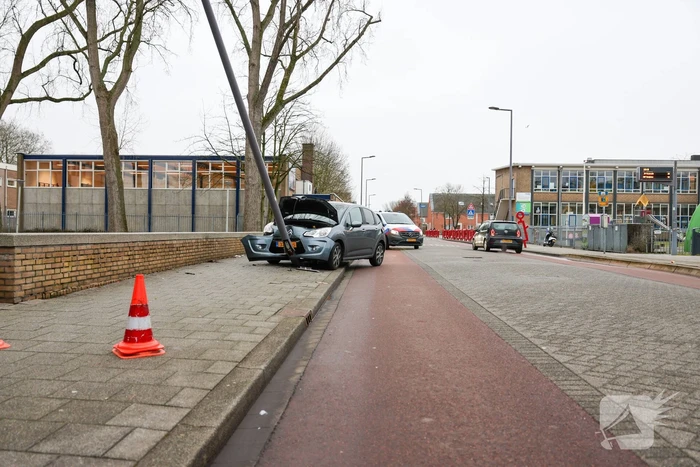 Bestuurder botst tegen lantaarnpaal na uitwijken voor zwaan