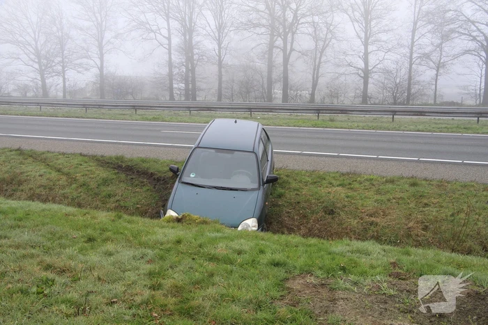 Bestuurder belandt onder invloed in sloot
