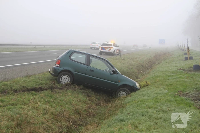 Bestuurder belandt onder invloed in sloot