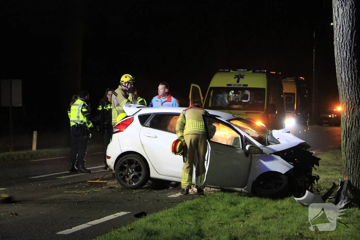 Bestuurder zwaargewond bij aanrijding met boom