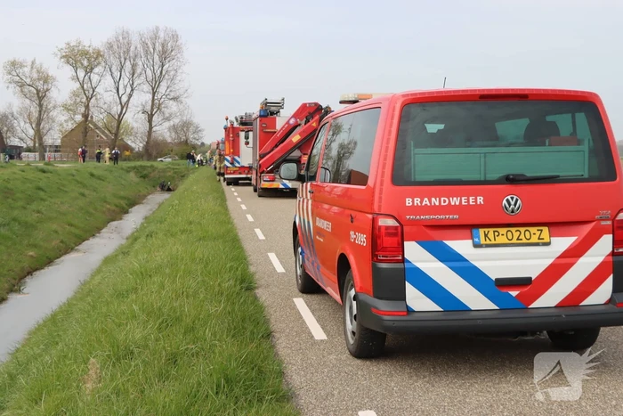 Persoon te water met scootmobiel