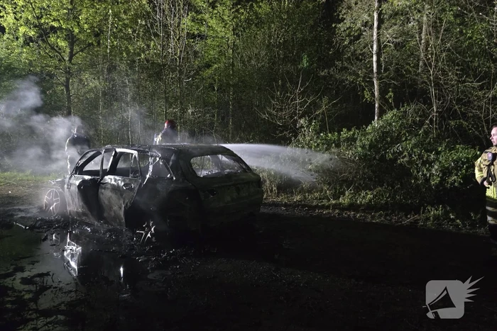 Autobrand in bosgebied volledig verwoest