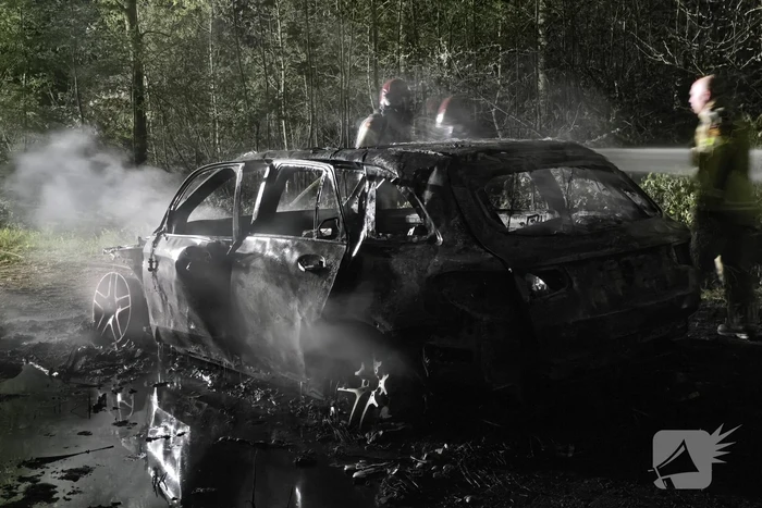 Autobrand in bosgebied volledig verwoest