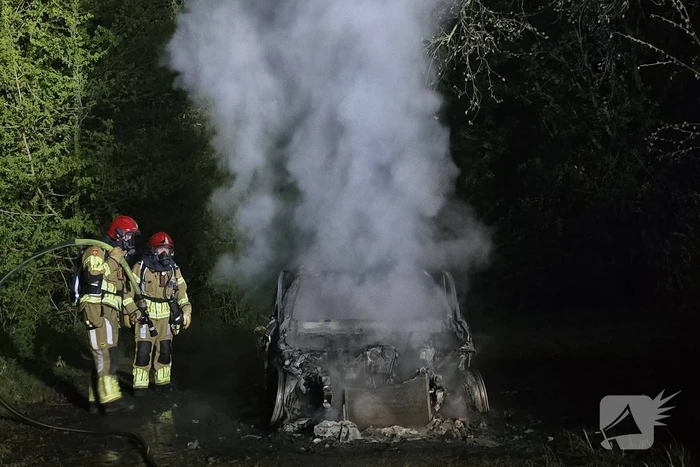 Autobrand in bosgebied volledig verwoest