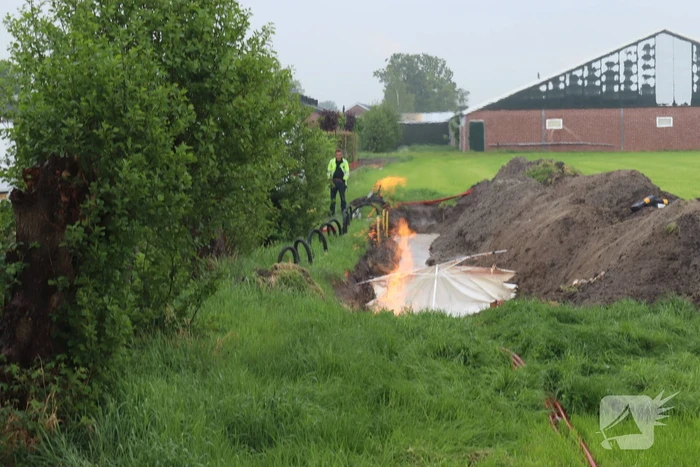 Gaslekkage veroorzaakt brand tijdens werkzaamheden