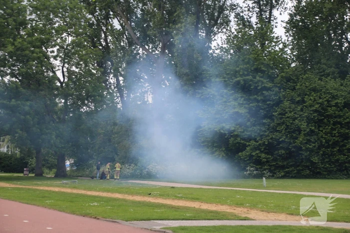 Brand door lachgascilinders veroorzaakt rookontwikkeling