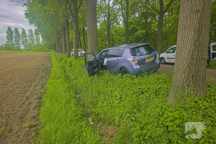 Auto botst frontaal tegen boom twee gewonden