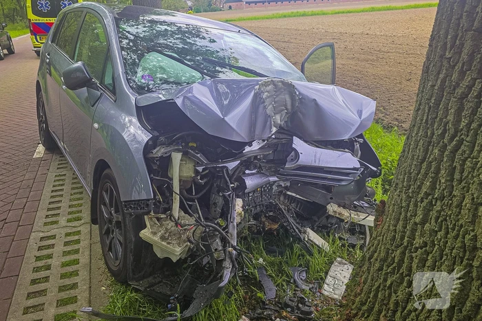 Auto botst frontaal tegen boom twee gewonden
