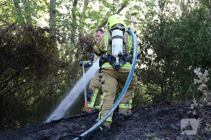 Brand in berm en struikgewas snel onder controle
