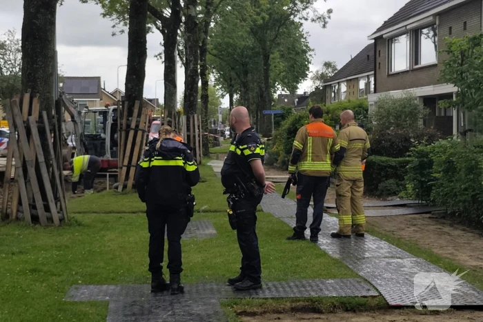 Gas spuit uit kapotte leiding door werkzaamheden