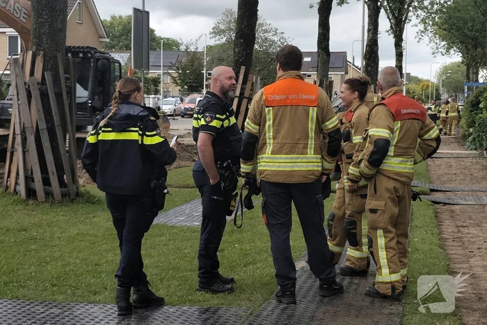 Gas spuit uit kapotte leiding door werkzaamheden