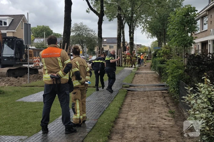 Gas spuit uit kapotte leiding door werkzaamheden