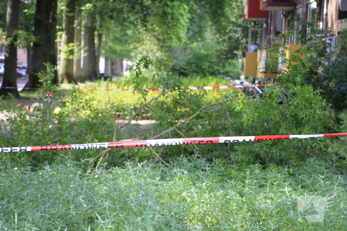 Grote tak valt op flat en veroorzaakt schade