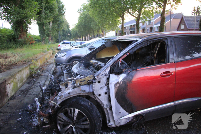Auto volledig uitgebrand op parkeerplaats