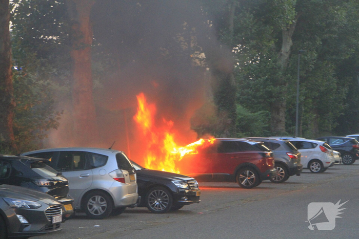Auto volledig uitgebrand op parkeerplaats
