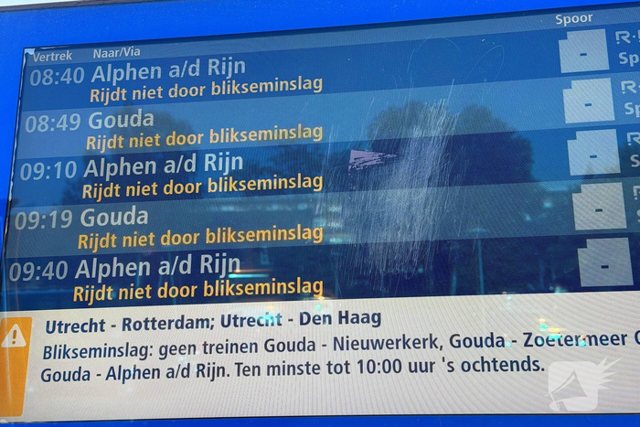 Treinen stilgelegd na blikseminslag