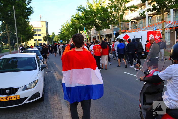 Marokkaanse supporters vieren WK-zege op Nederland