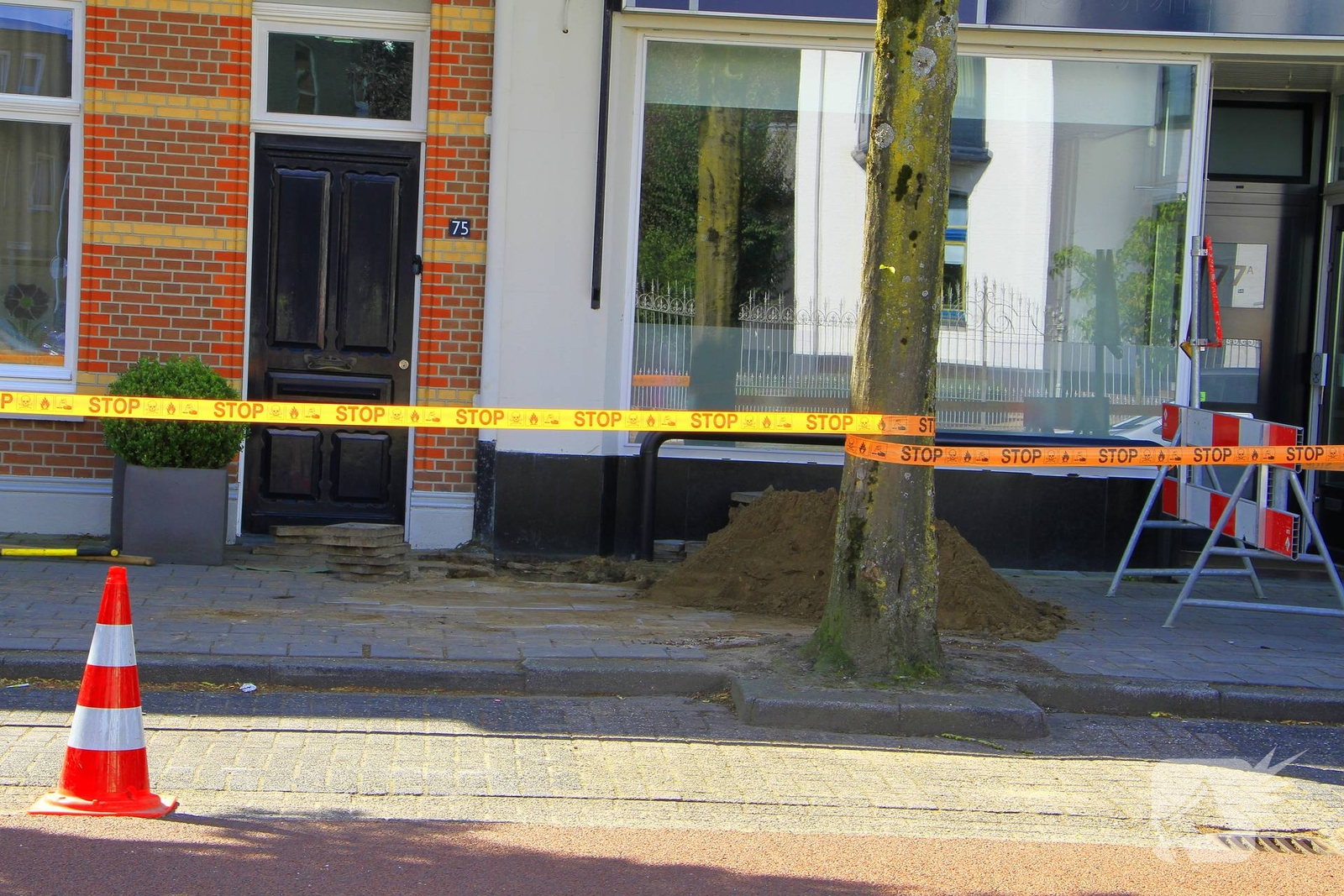 Gasleiding geraakt tijdens werkzaamheden