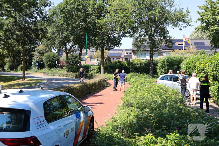 Auto vliegt uit de bocht en eindigt tegen tuinschutting