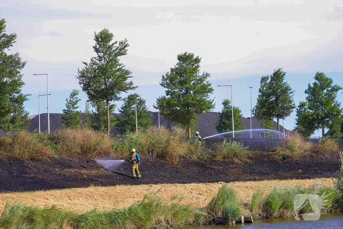 Brand in havengebied verwoest berm en bos