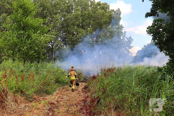 Bosschages in brand nabij treinspoor