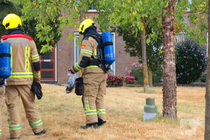 Gasfles defect in achtertuin