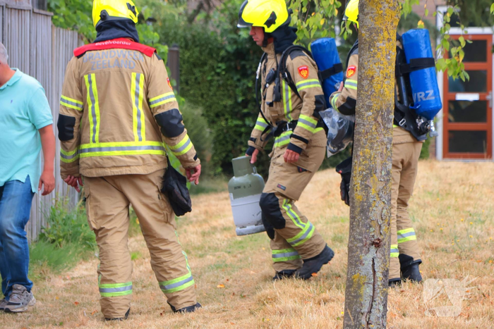 Gasfles defect in achtertuin