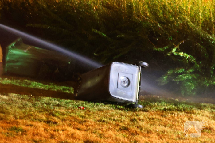 Meerdere prullenbakken en groenstrook beschadigd door brand