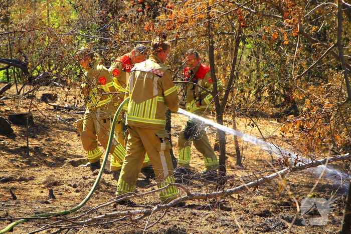 Brandweer blust bosbrand en ontdekt lachgascilinders
